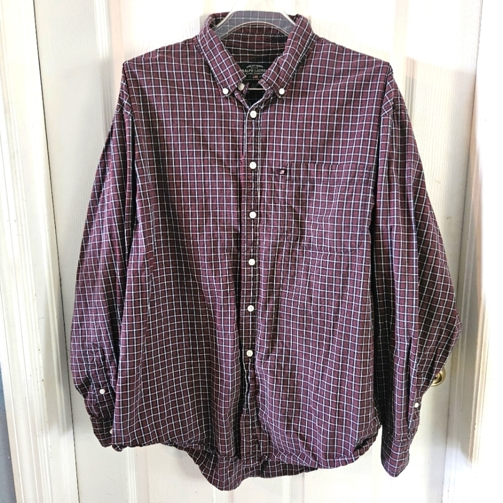Ralph Lauren Jeans Company Black Label Plaid Button Up Shirt Red & Black 2XL